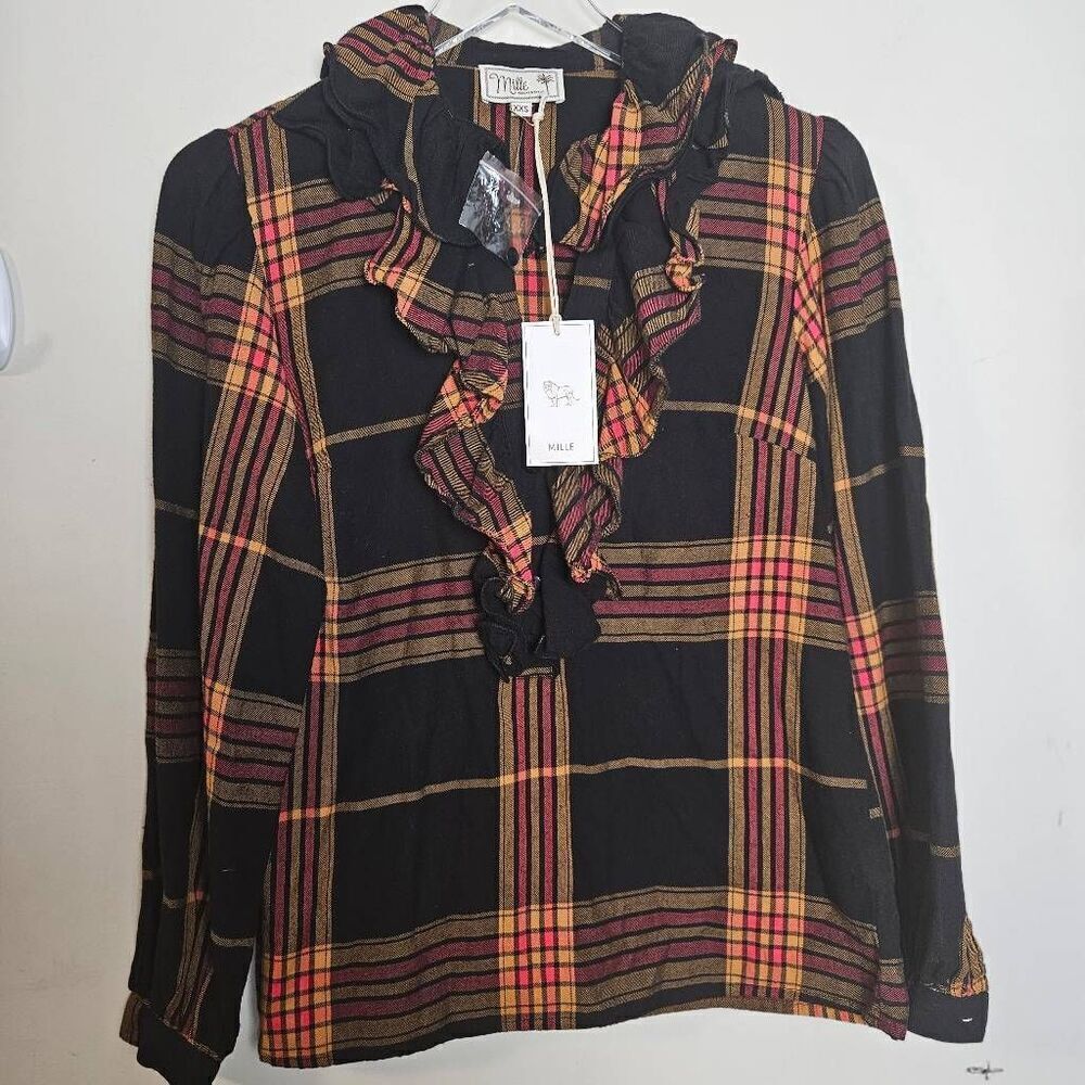 Mille Pippa Top Warm Plaid NWT XXS
